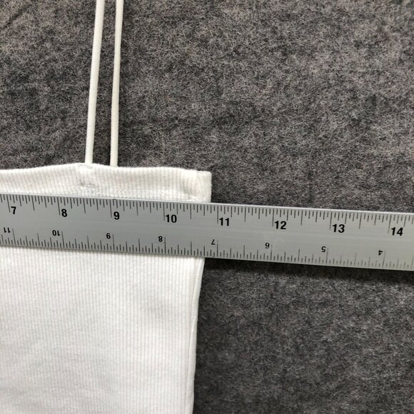 Zara Cropped Cami Top Womens M White Ribbed Square Neck Tube Stretch Fitted - Picture 3 of 6